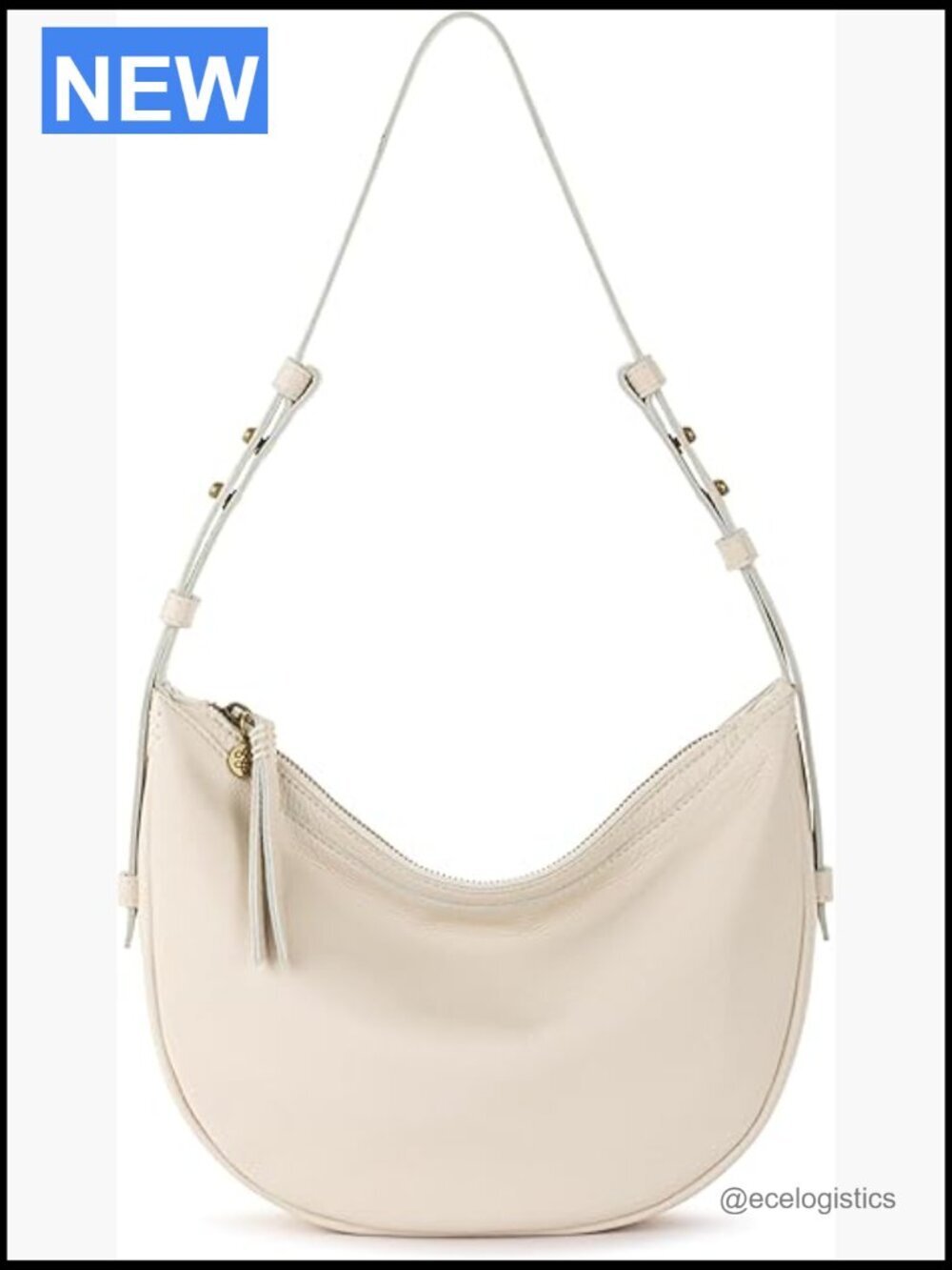 Crescent Shoulder Bag with Adjustable Zipper Strap, Straw & Leather